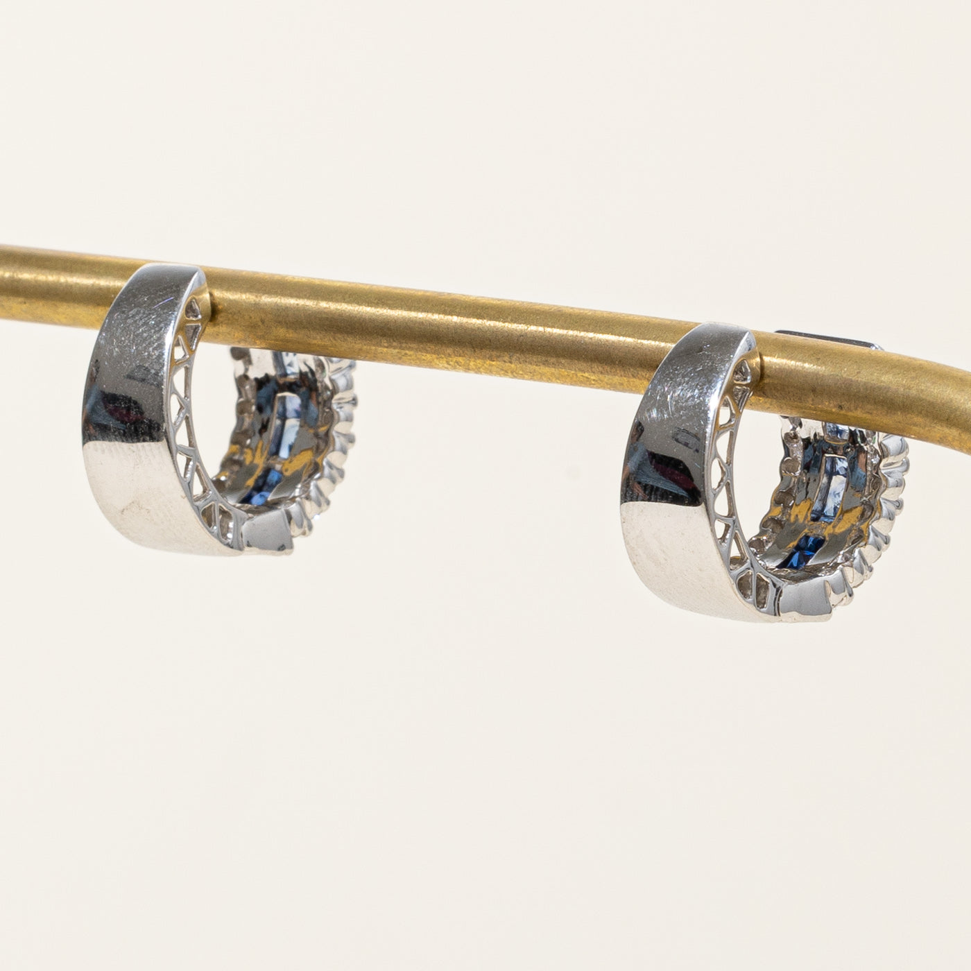 Sapphire & Diamond Huggie Earrings | 1.12ctw, 0.21ctw |