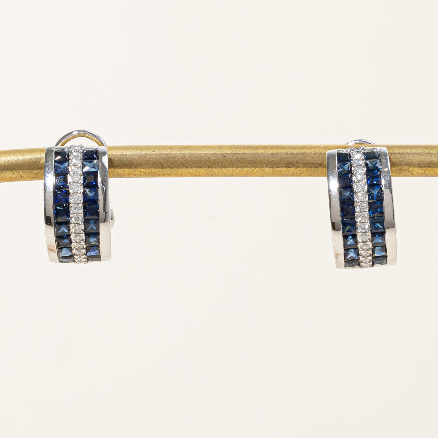 Sapphire & Diamond Half Hoop Earrings | 2.22ctw, 0.19ctw |