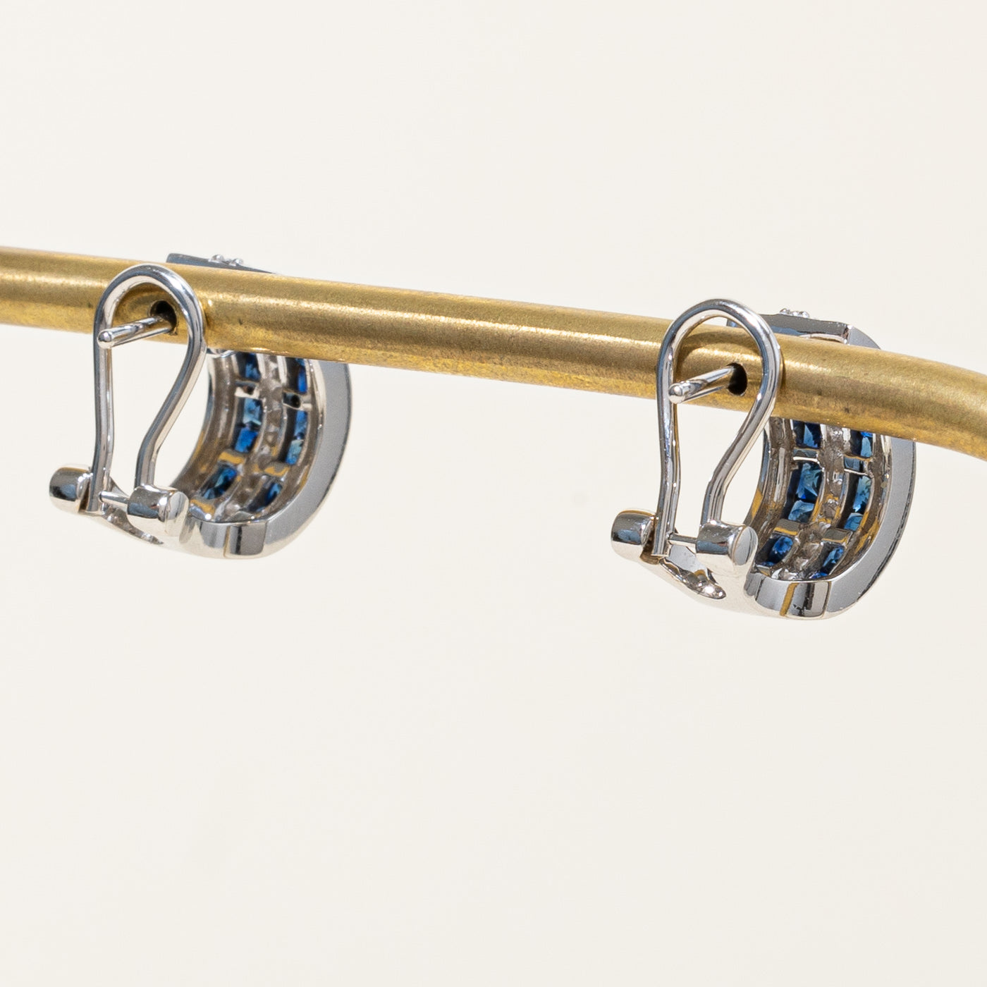 Sapphire & Diamond Half Hoop Earrings | 2.22ctw, 0.19ctw |