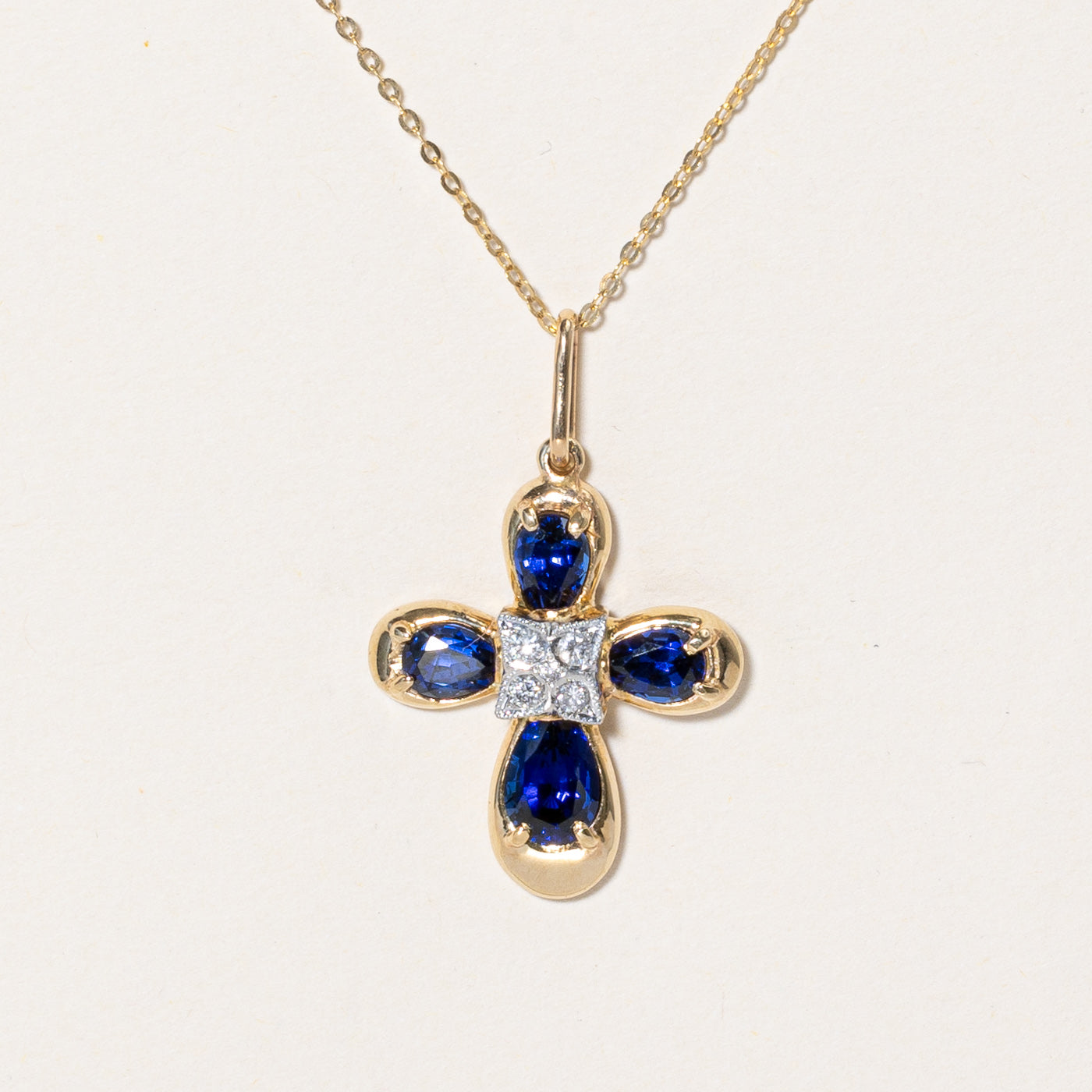 Synthetic Sapphire & Natural Diamond Pendant & Necklace | 0.13ctw | 18" |