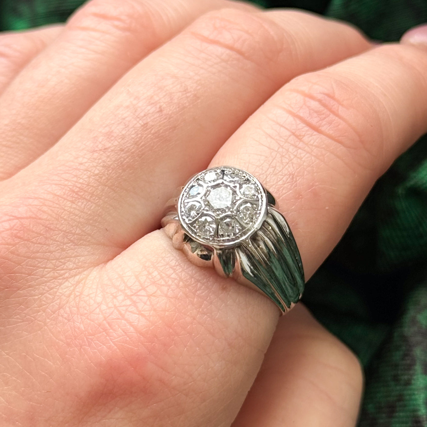 Portuguese 19k Diamond Cocktail Ring | 0.70ctw | SZ 8.5 |