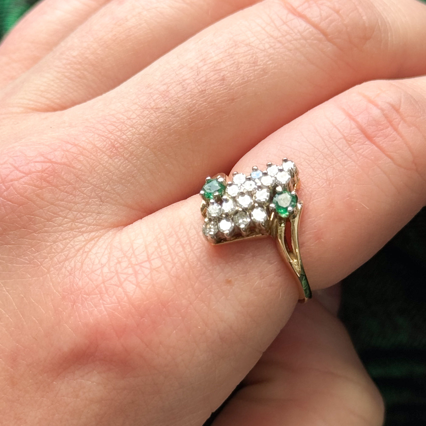 Diamond & Emerald Waterfall Ring | 0.43ctw, 0.43ctw | SZ 6.25 |