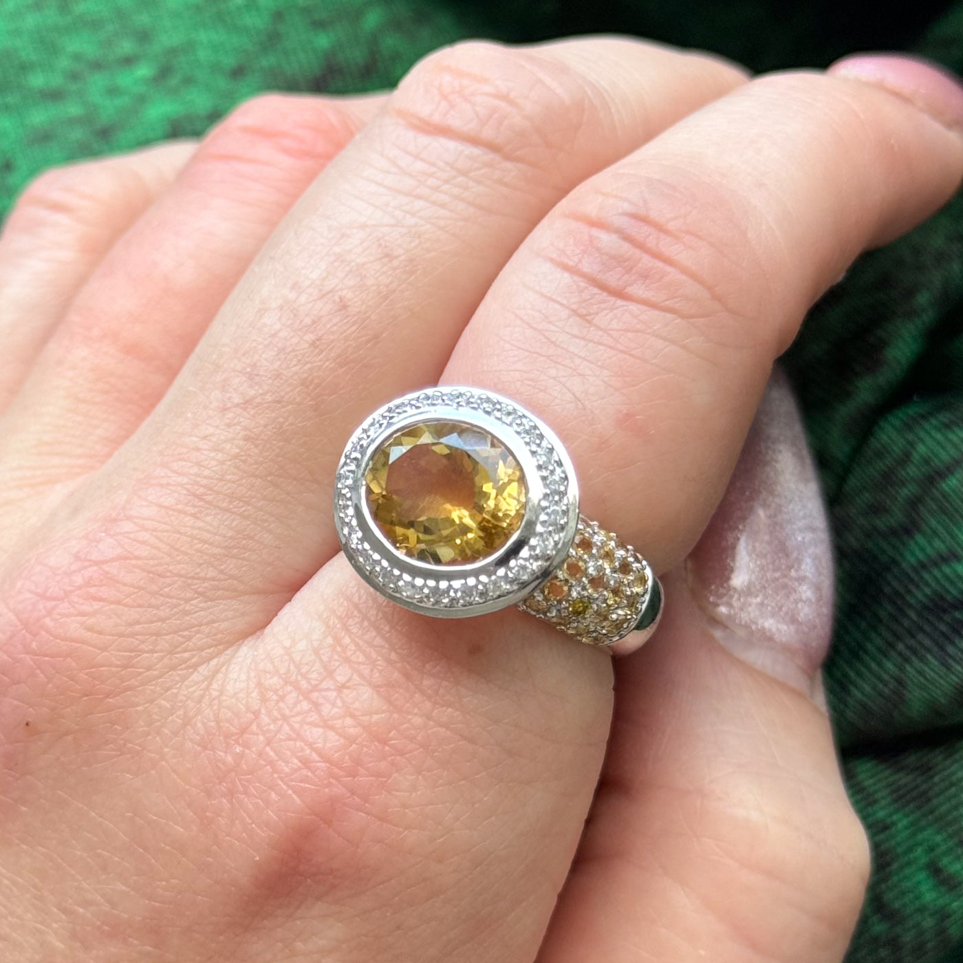 Citrine & Diamond Cocktail Ring | 5.31ctw, 0.22ctw | SZ 6.25 |