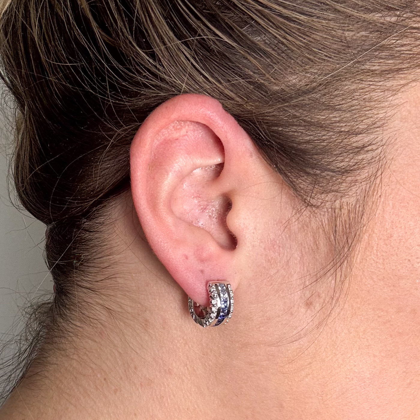 Sapphire & Diamond Huggie Earrings | 1.12ctw, 0.21ctw |