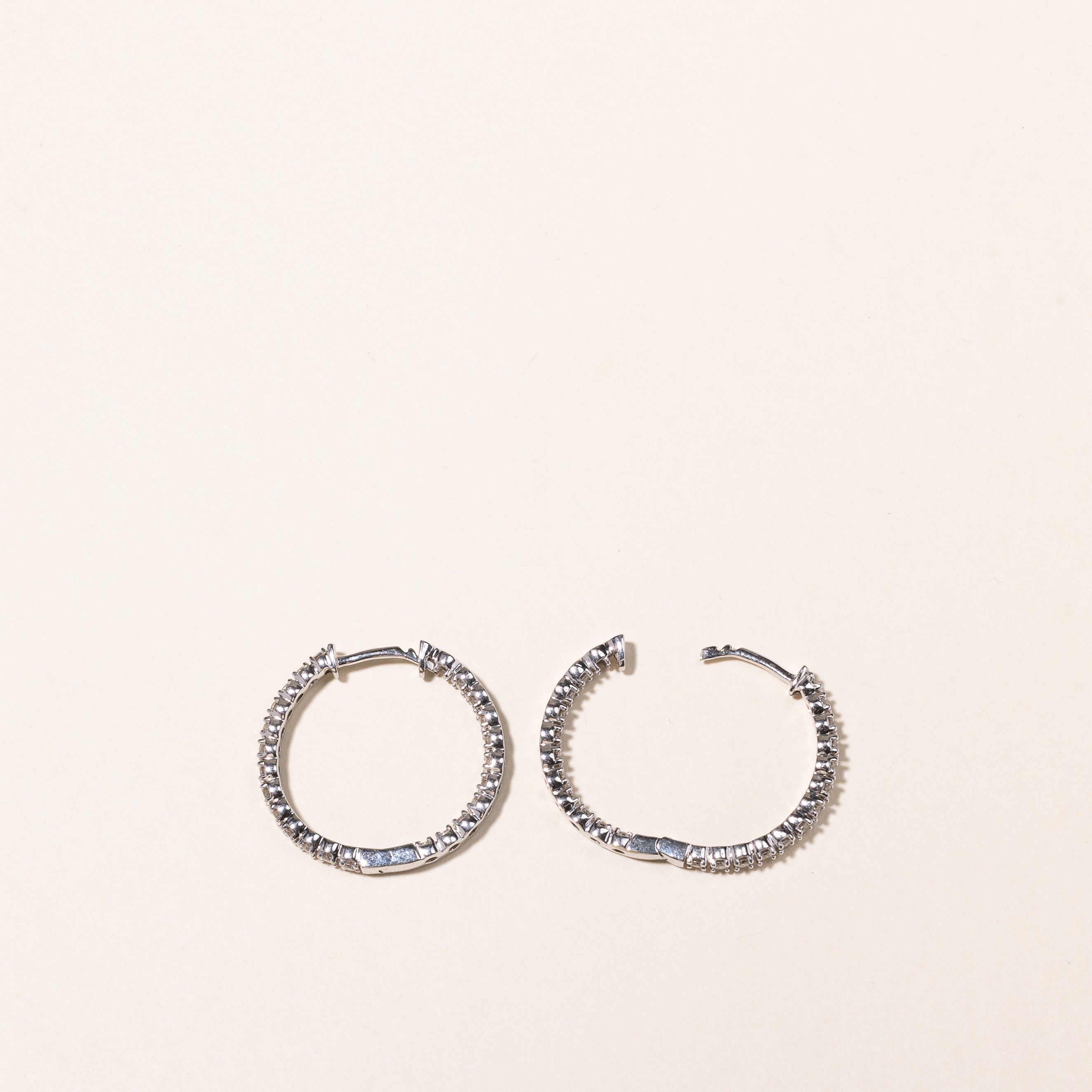10k White Gold Diamond Hoops | 1.04ctw | 22mm