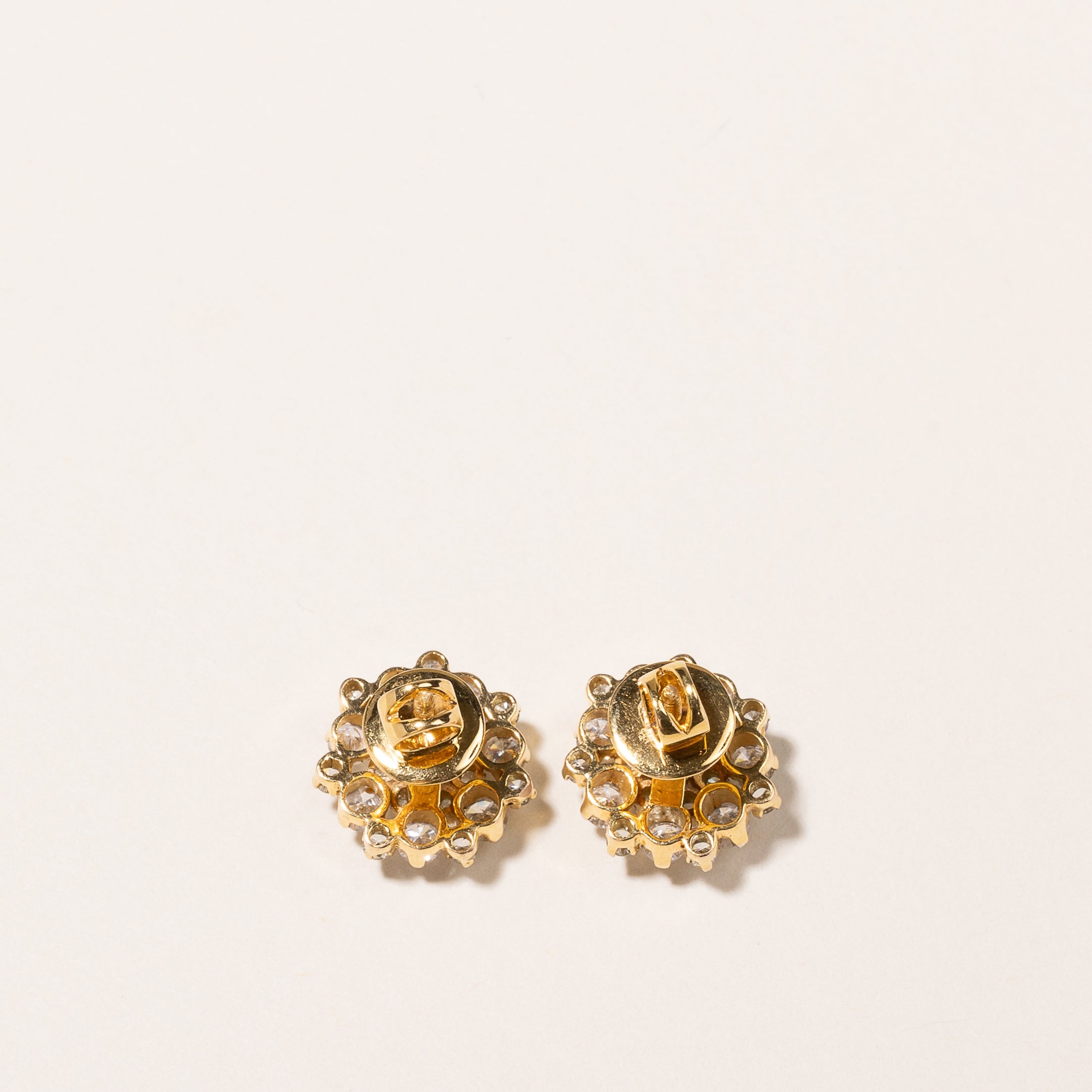 14k Yellow Gold Diamond Cluster Stud Earrings | 2.08ctw