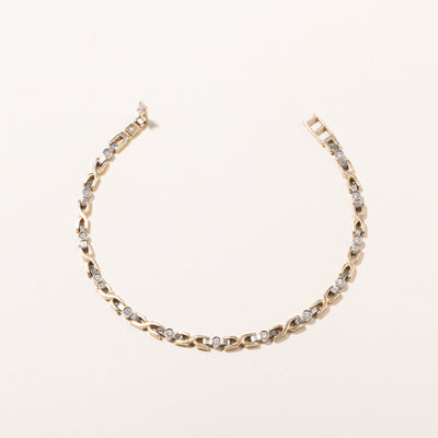 14k Two Tone Gold Diamond Bracelet | 0.29ctw | 7.25