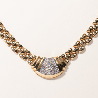 14k Yellow Gold Diamond Panther Chain Necklace | 1.25ctw | 16