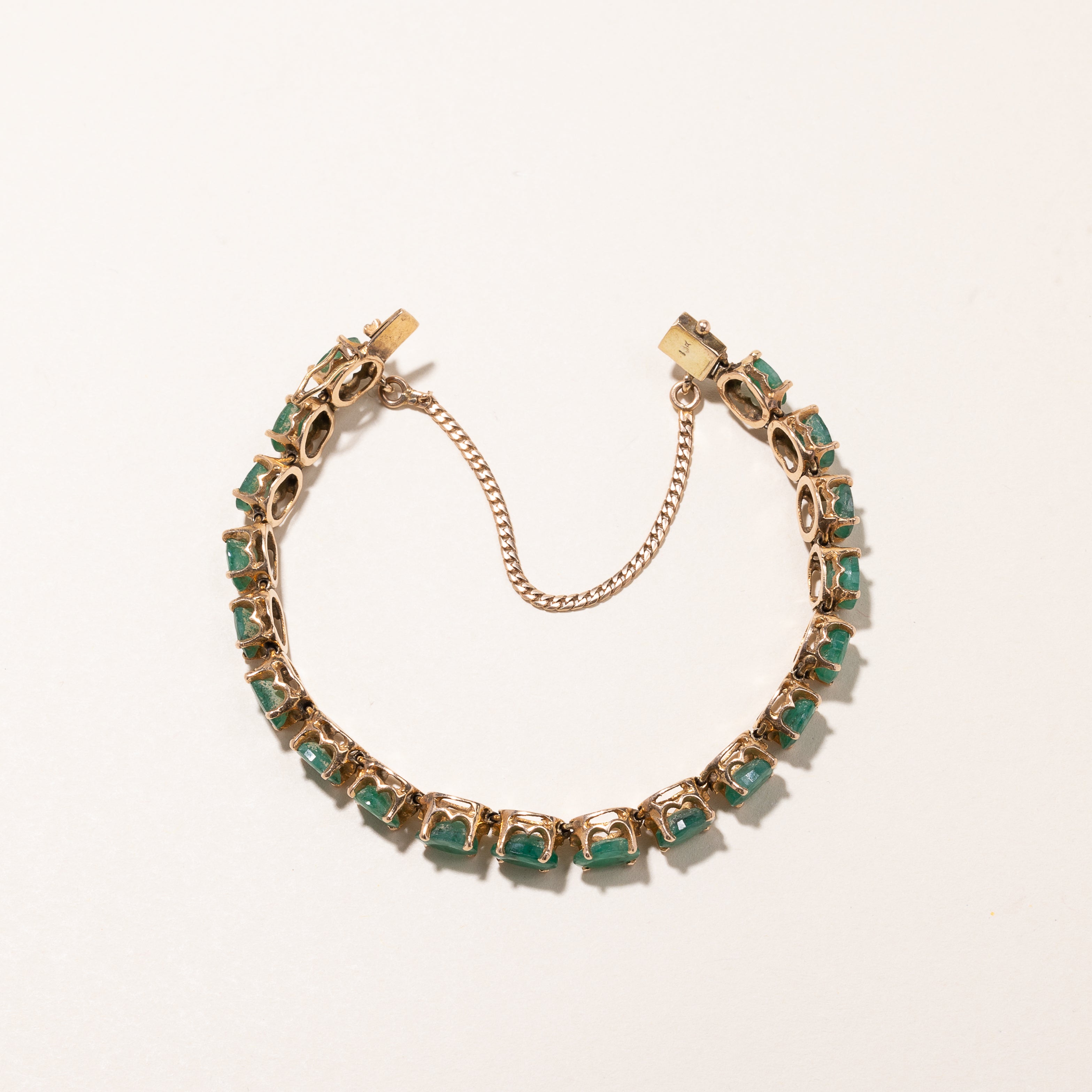 10k Yellow Gold Emerald Bracelet | 12.24ctw | 6.5"