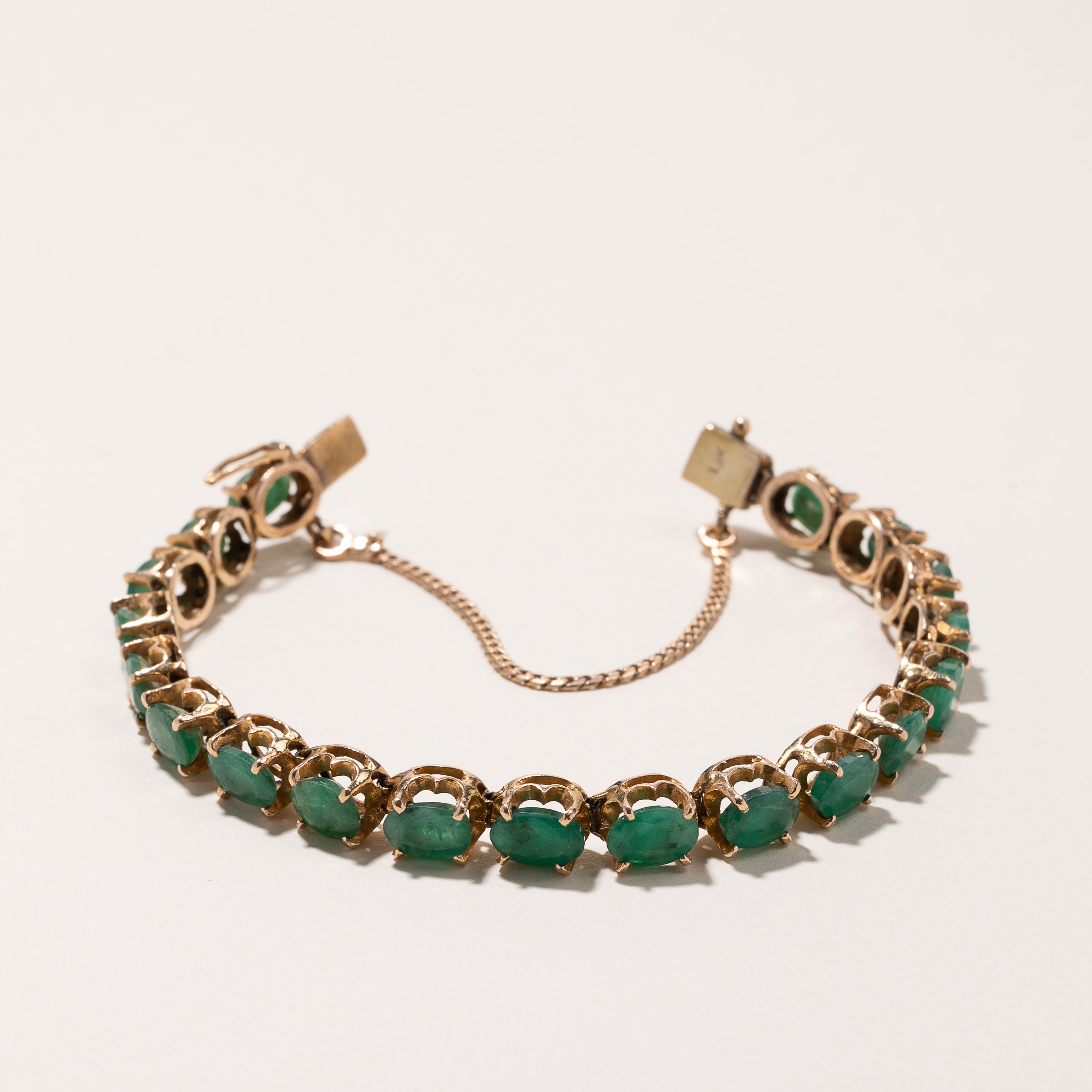 10k Yellow Gold Emerald Bracelet | 12.24ctw | 6.5"