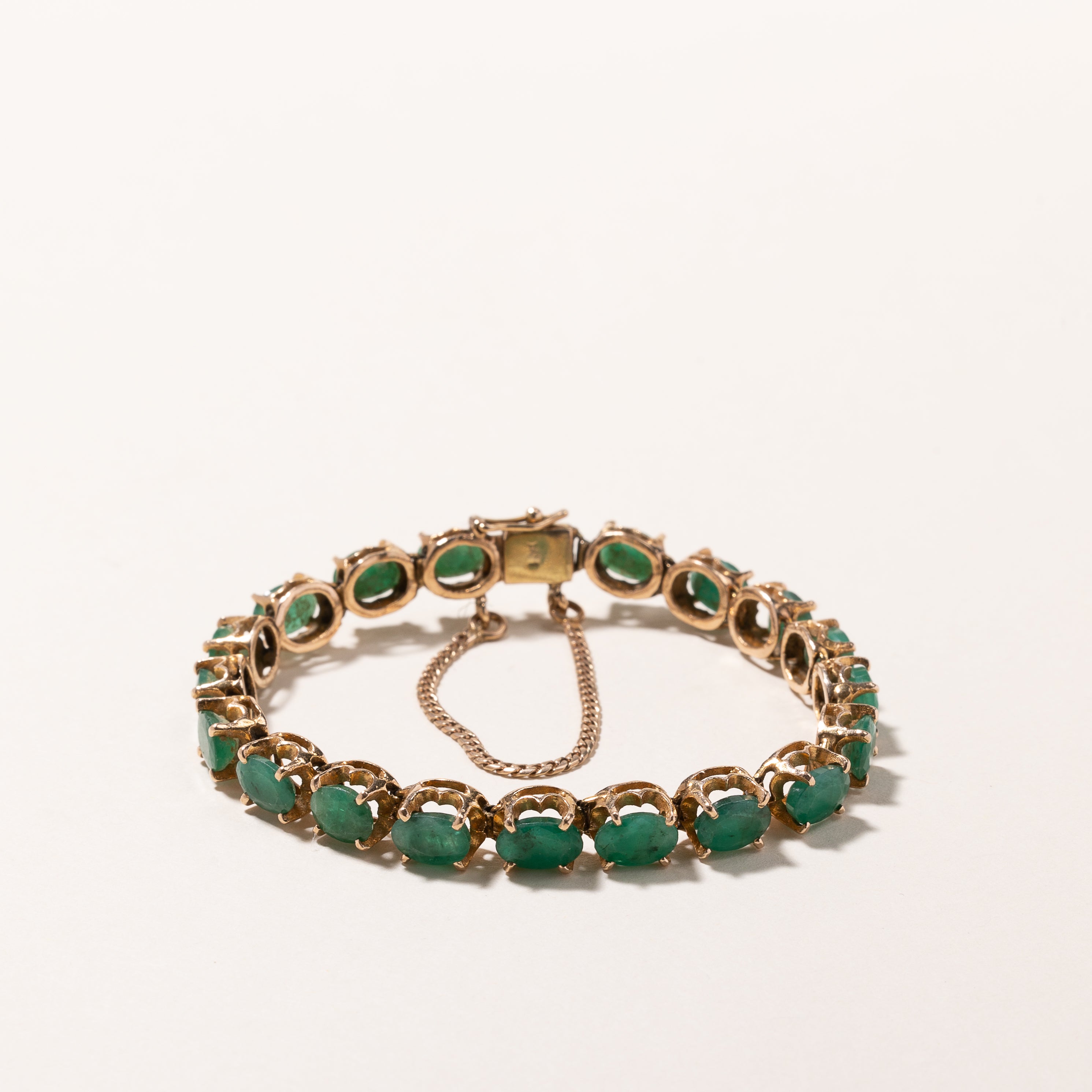 10k Yellow Gold Emerald Bracelet | 12.24ctw | 6.5"