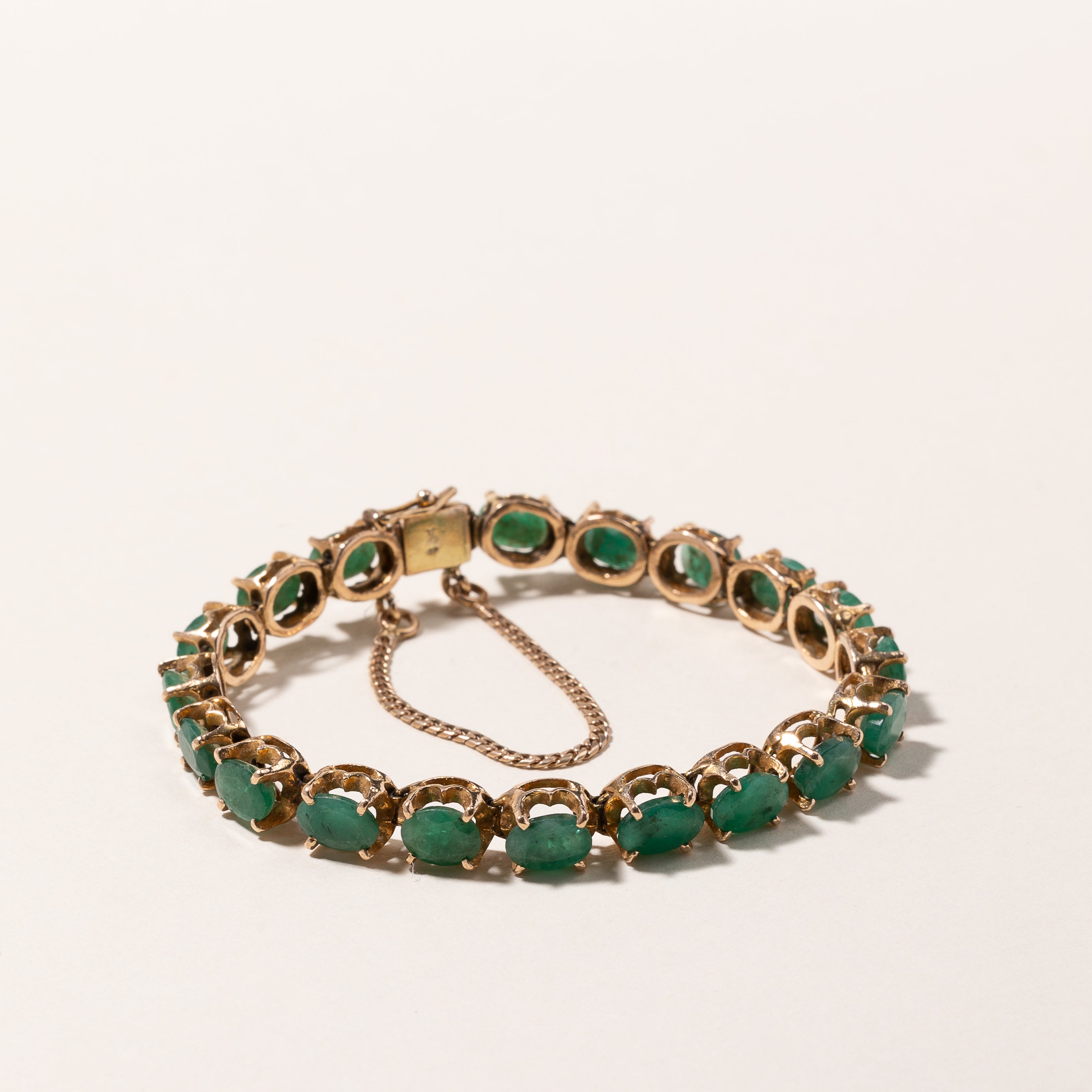 10k Yellow Gold Emerald Bracelet | 12.24ctw | 6.5"