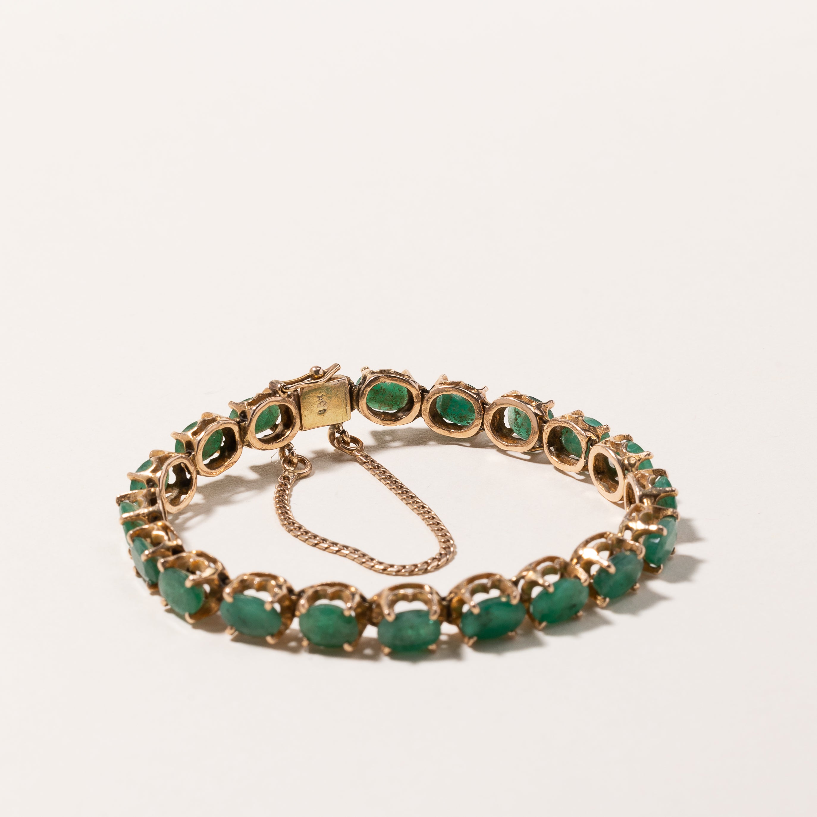 10k Yellow Gold Emerald Bracelet | 12.24ctw | 6.5"