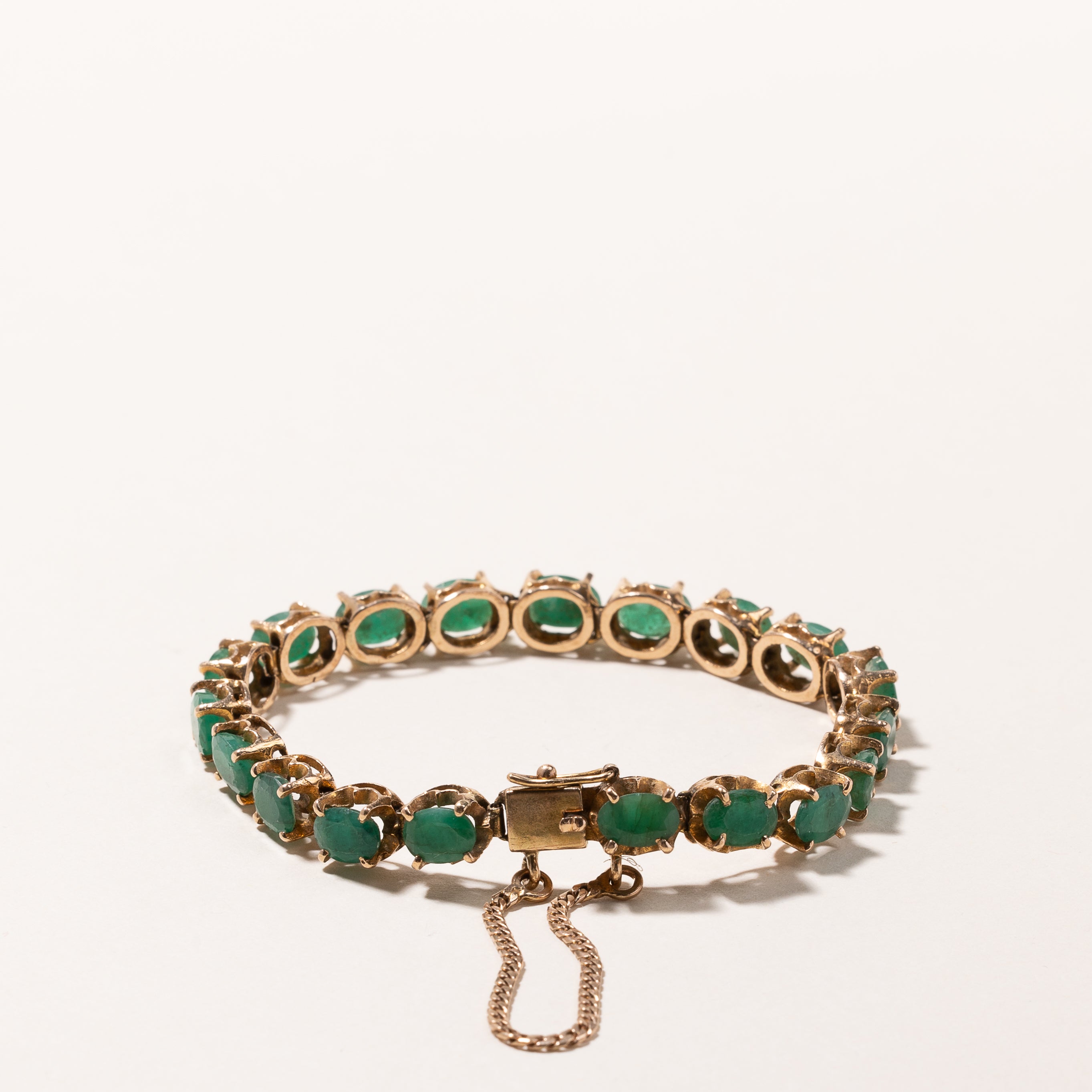 10k Yellow Gold Emerald Bracelet | 12.24ctw | 6.5"