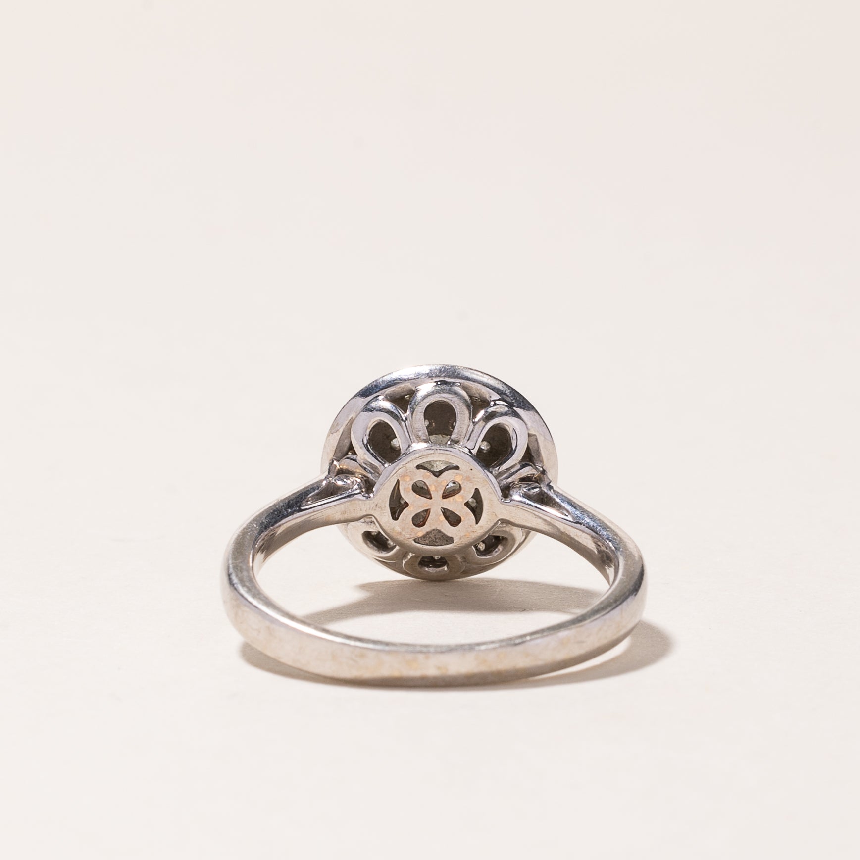 10k White Gold Halo Diamond Custer Ring | 0.51ctw | SZ 6 |