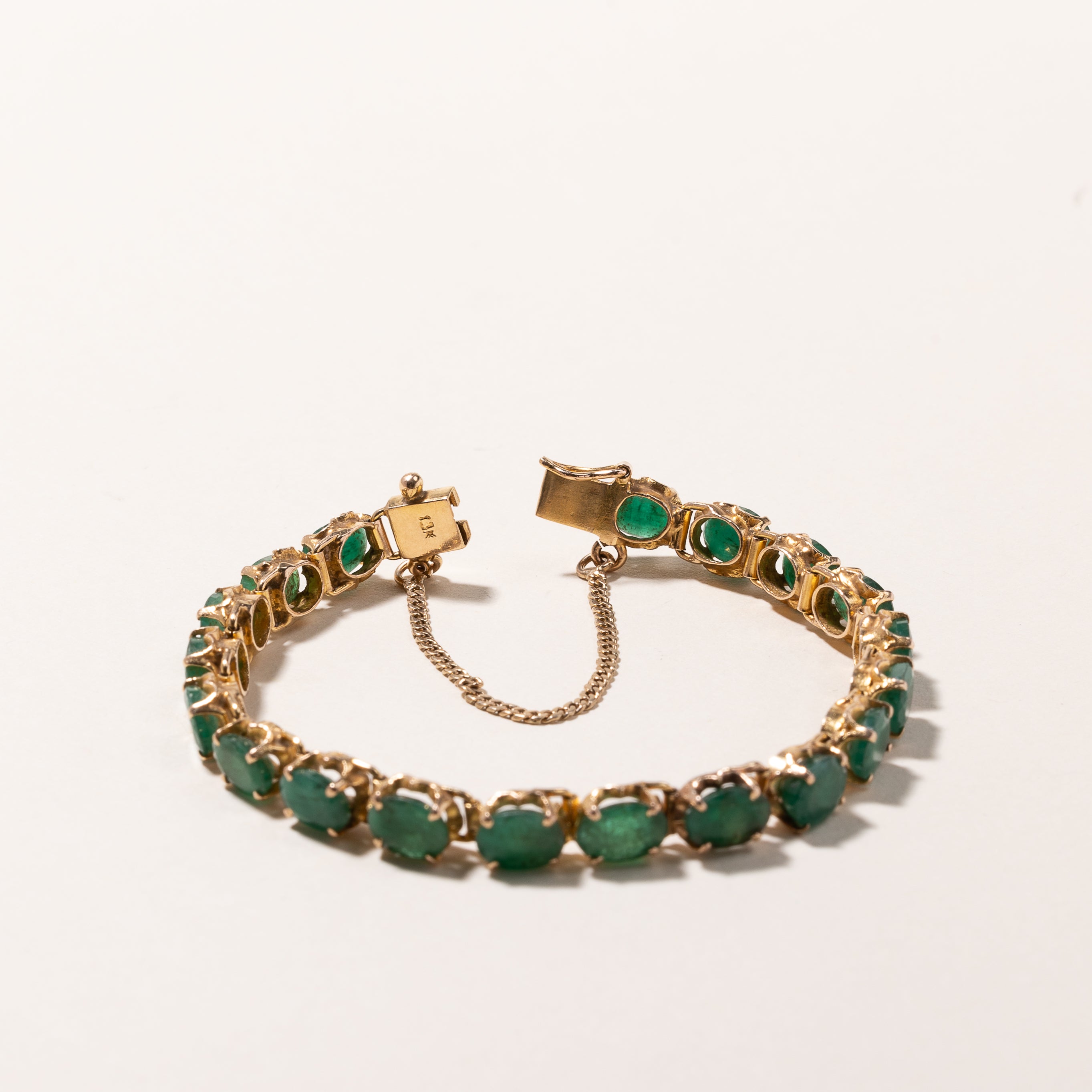 10k Yellow Gold Emerald Bracelet | 12.24ctw | 6.5"