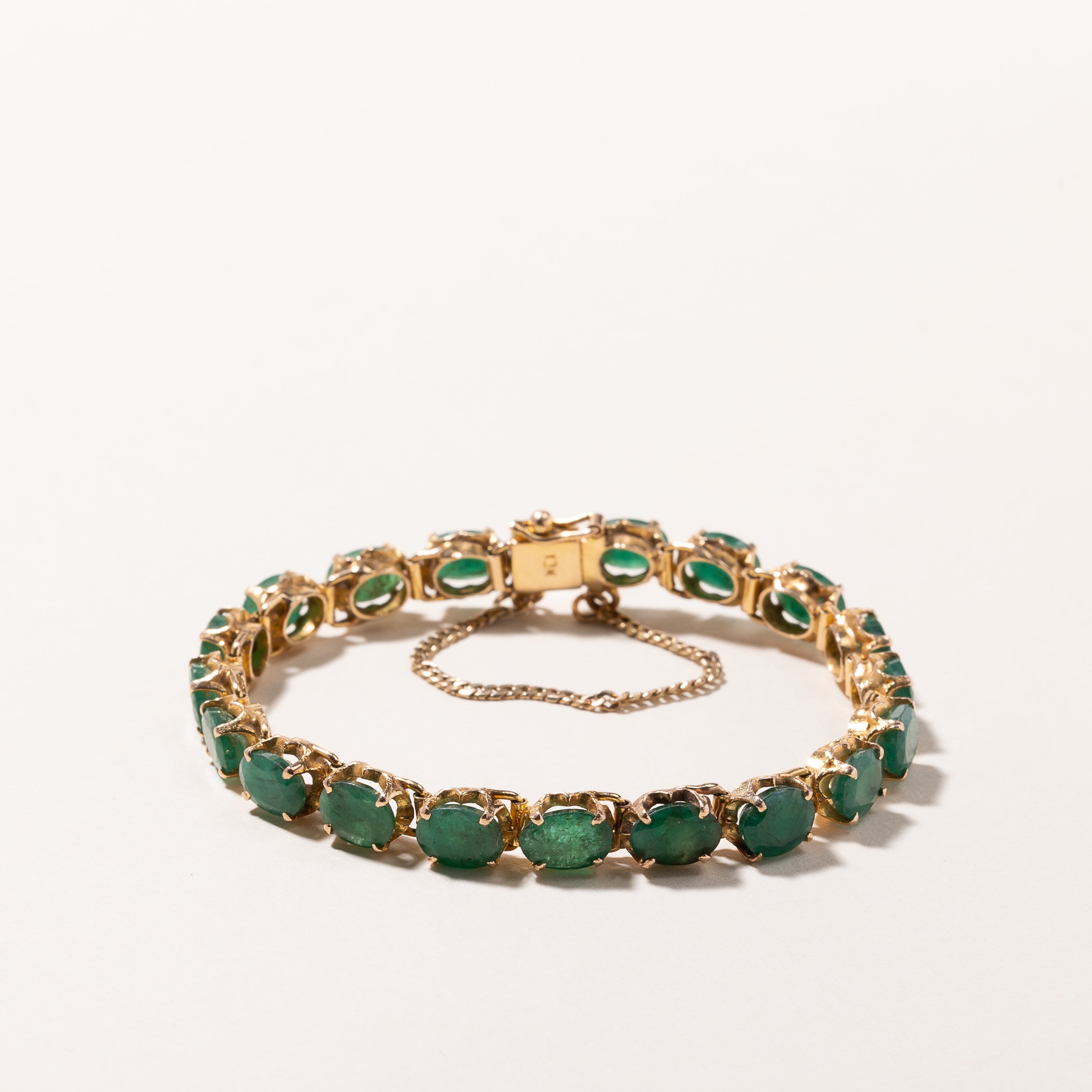 10k Yellow Gold Emerald Bracelet | 12.24ctw | 6.5"