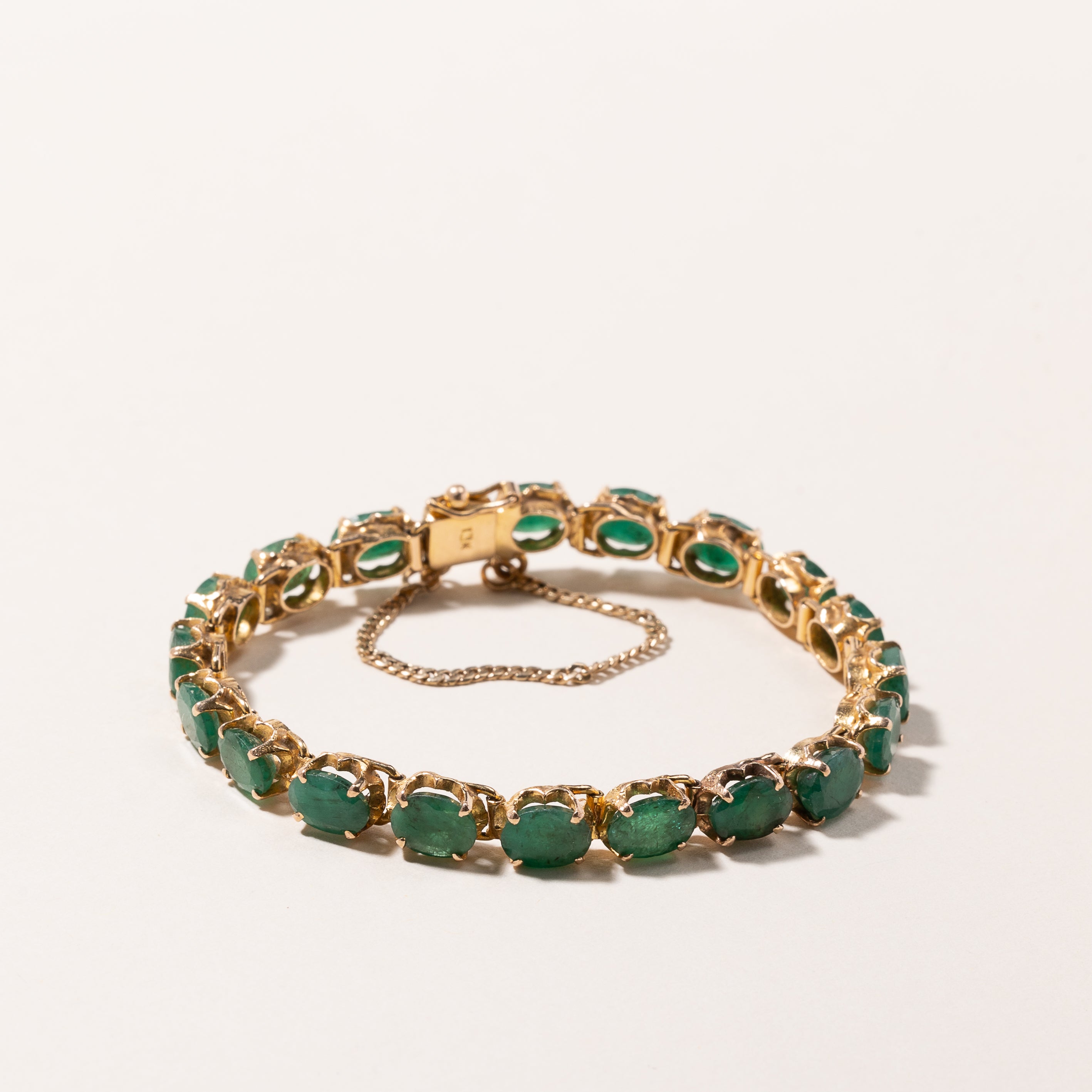 10k Yellow Gold Emerald Bracelet | 12.24ctw | 6.5"