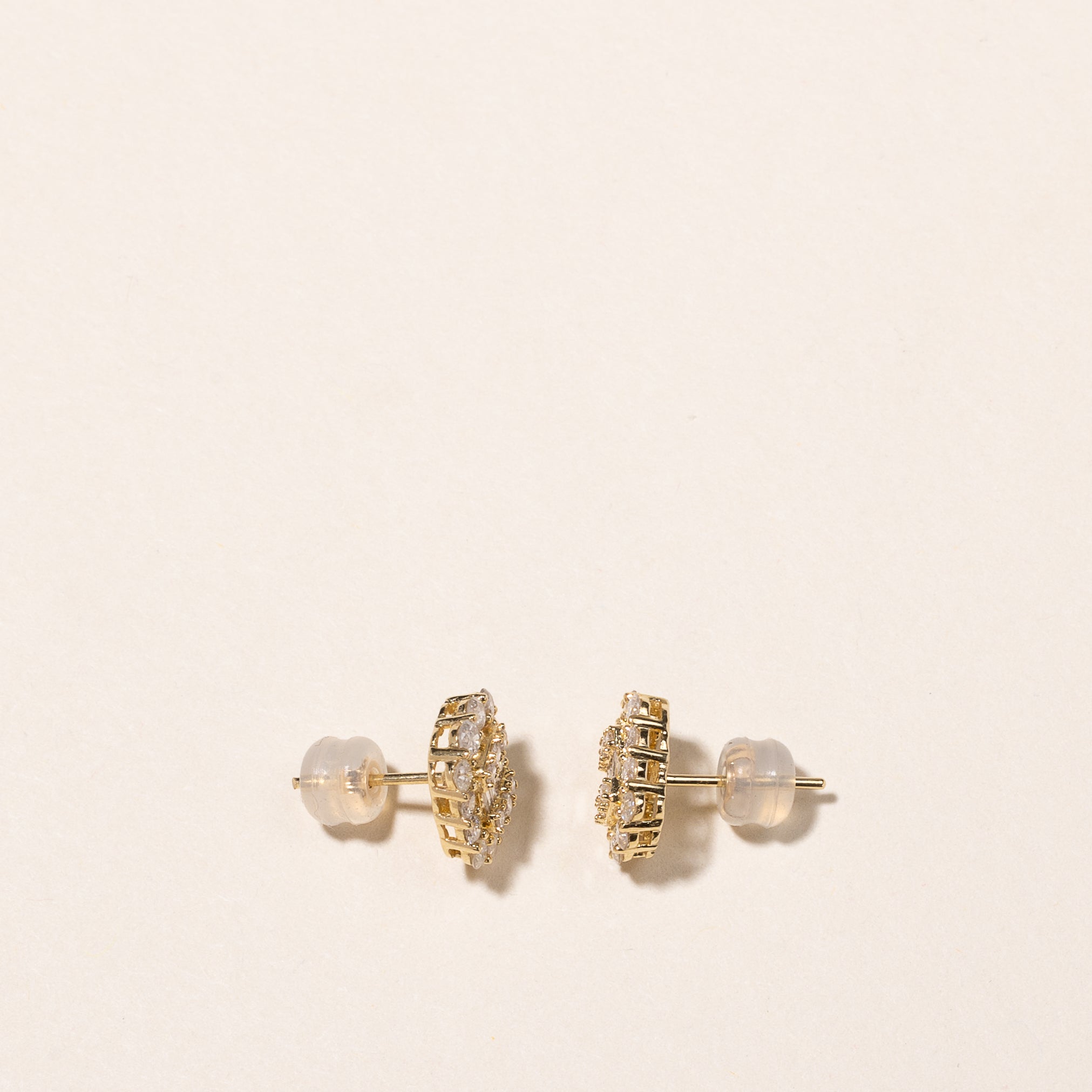 18k Yellow Gold Diamond Cluster Earrings | 0.49ctw