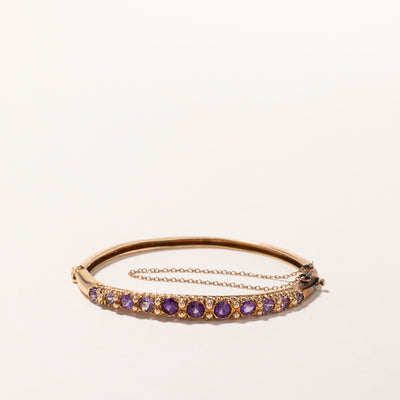 14k Yellow Gold Amethyst Bangle | 1.30ctw | SZ 5.75