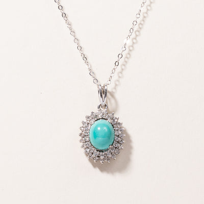 18k White Gold Turquoise & Diamond Necklace | 1.86ct, 0.59ctw | 16