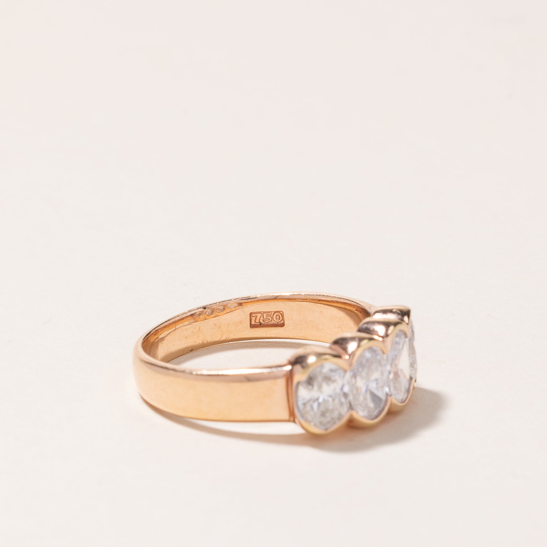 18k Rose Gold Four Stone Oval Cut Diamond Ring | 1.00ctw | SZ 5.5