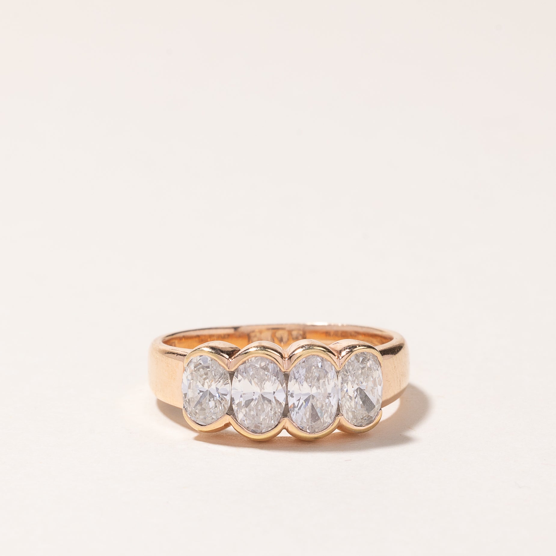 18k Rose Gold Four Stone Oval Cut Diamond Ring | 1.00ctw | SZ 5.5