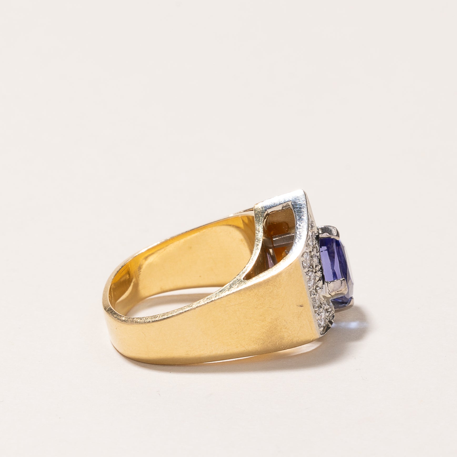 18k Yellow Gold Tanzanite & Diamond Ring | 0.82ct, 0.32ctw | SZ 6.75