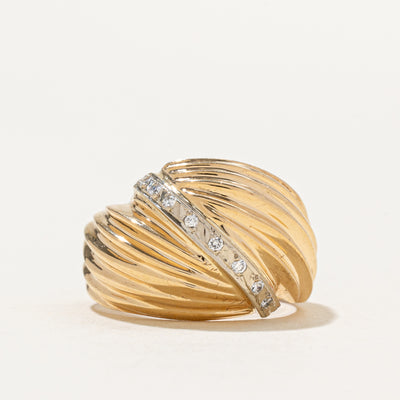 Diagonal Set Diamond Grooved Dome Ring | 0.04ctw | SZ 5.75
