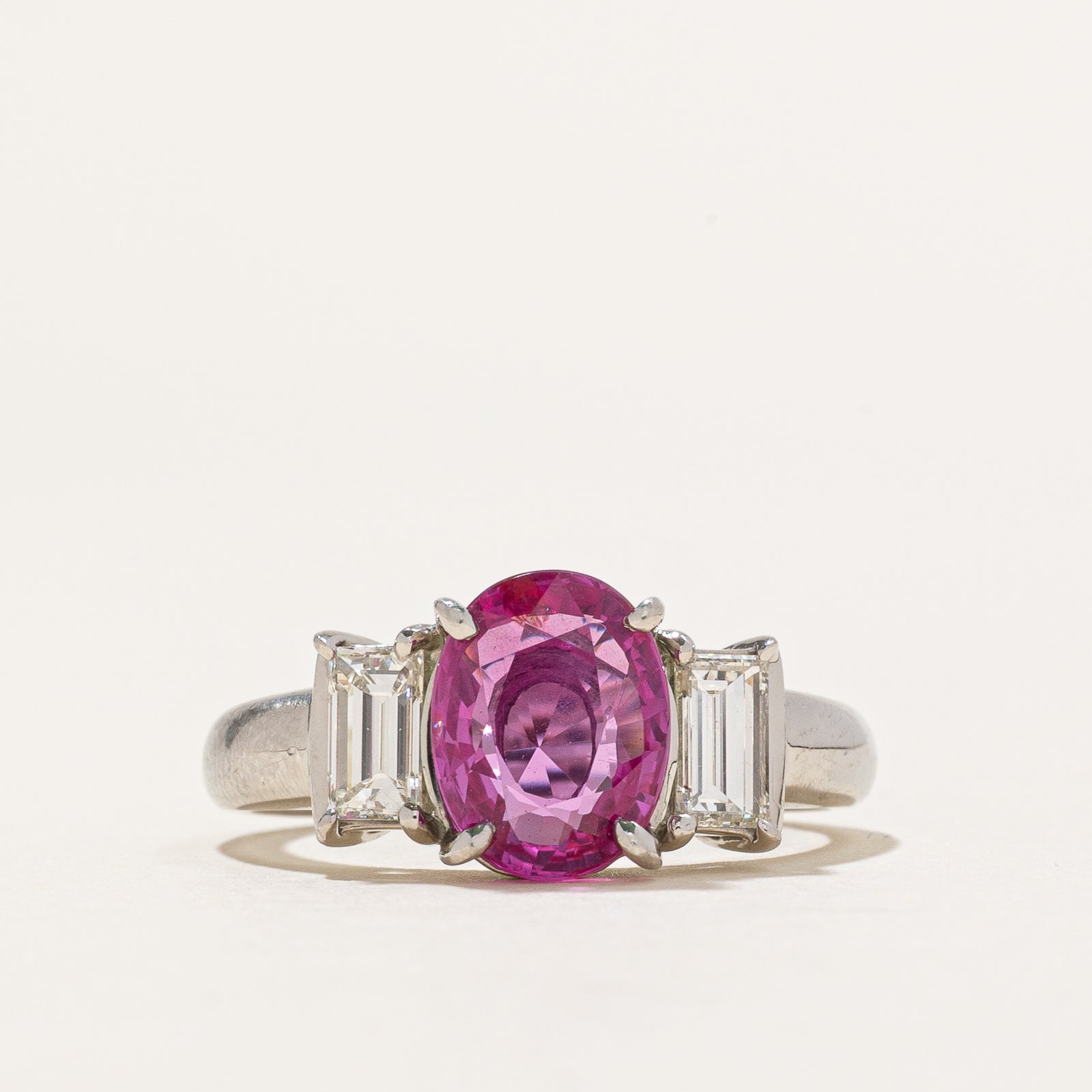 GRS Unheated Burma Pink Sapphire & Diamond Ring | 2.42ct, 0.63ctw | SZ 6.25