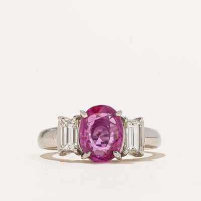2.42ct GRS Unheated Burma Vivid Pink Sapphire & Diamond Ring | 2.42ct, 0.63ctw | SZ 6.25
