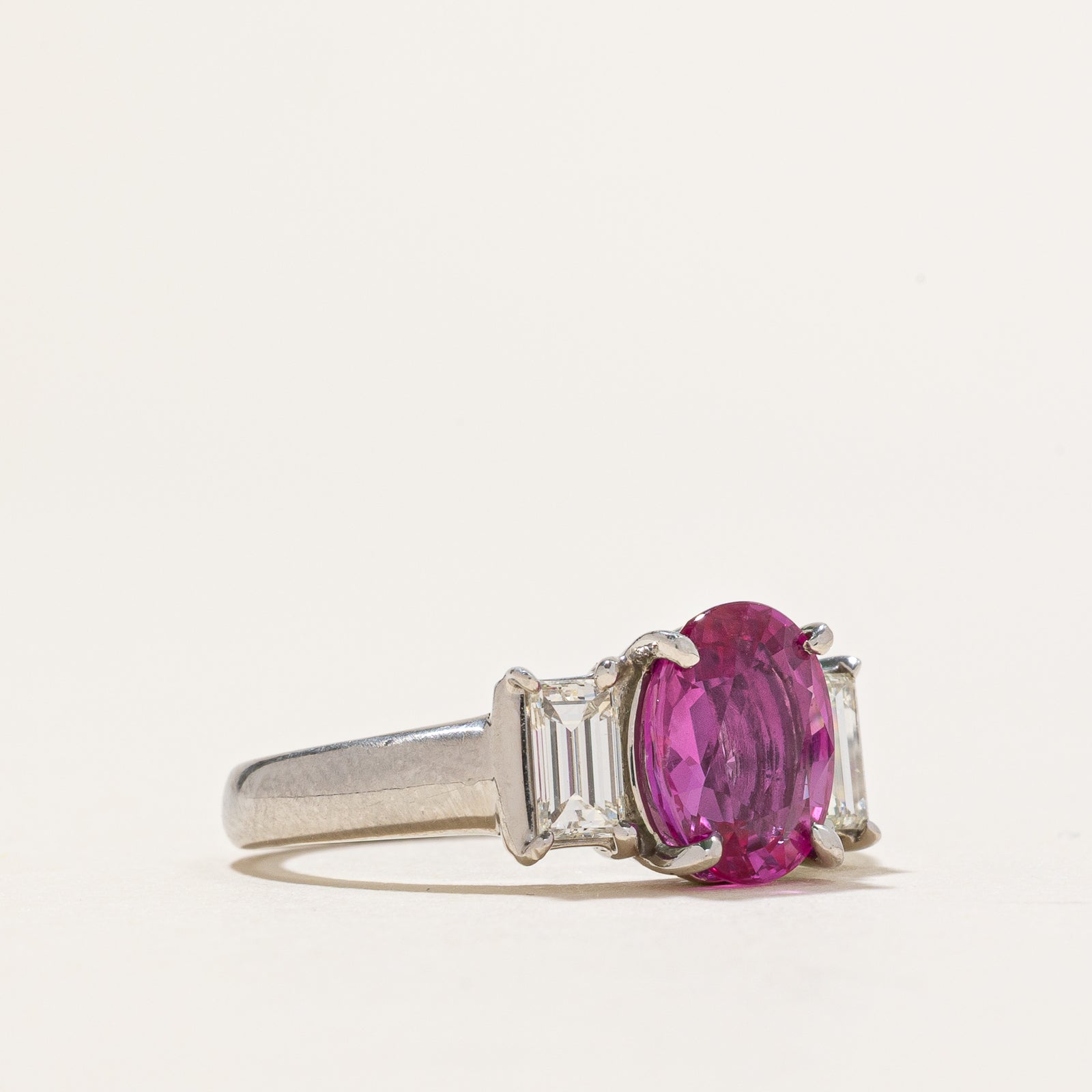 GRS Unheated Burma Pink Sapphire & Diamond Ring | 2.42ct, 0.63ctw | SZ 6.25