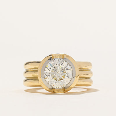 Vintage 'Stittgen' Solitaire Semi Bezel Diamond Chunky Ring | 3.00ct SI1 I/J Ex cut | SZ 7