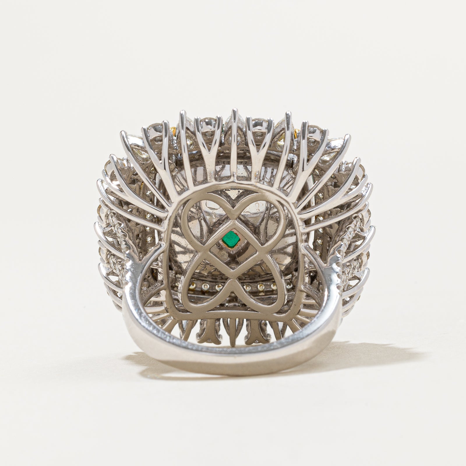 17ct+ Natural Emerald & 1.87ctw Diamond Cocktail Ring | 17.37ct, 1.87ctw | SZ 7.25