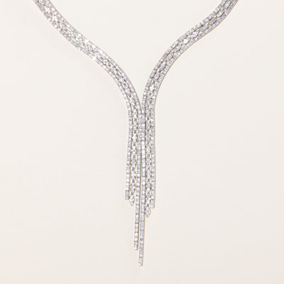 18K Diamond Diamond Encrusted Drop Necklace | 5.93ctw | 17