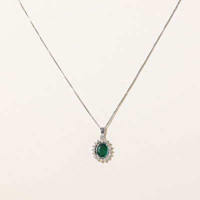 Emerald & Diamond Petal Pendant Necklace | 1.35ct, 0.32ctw | 17