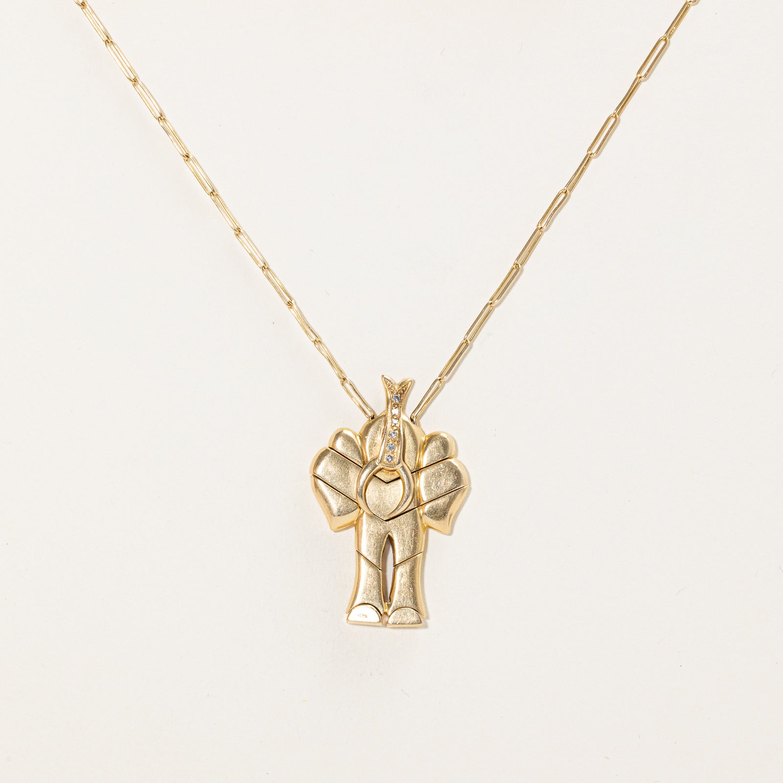 18K Diamond Elephant Moving Pendant Necklace | 0.06ctw | 29"