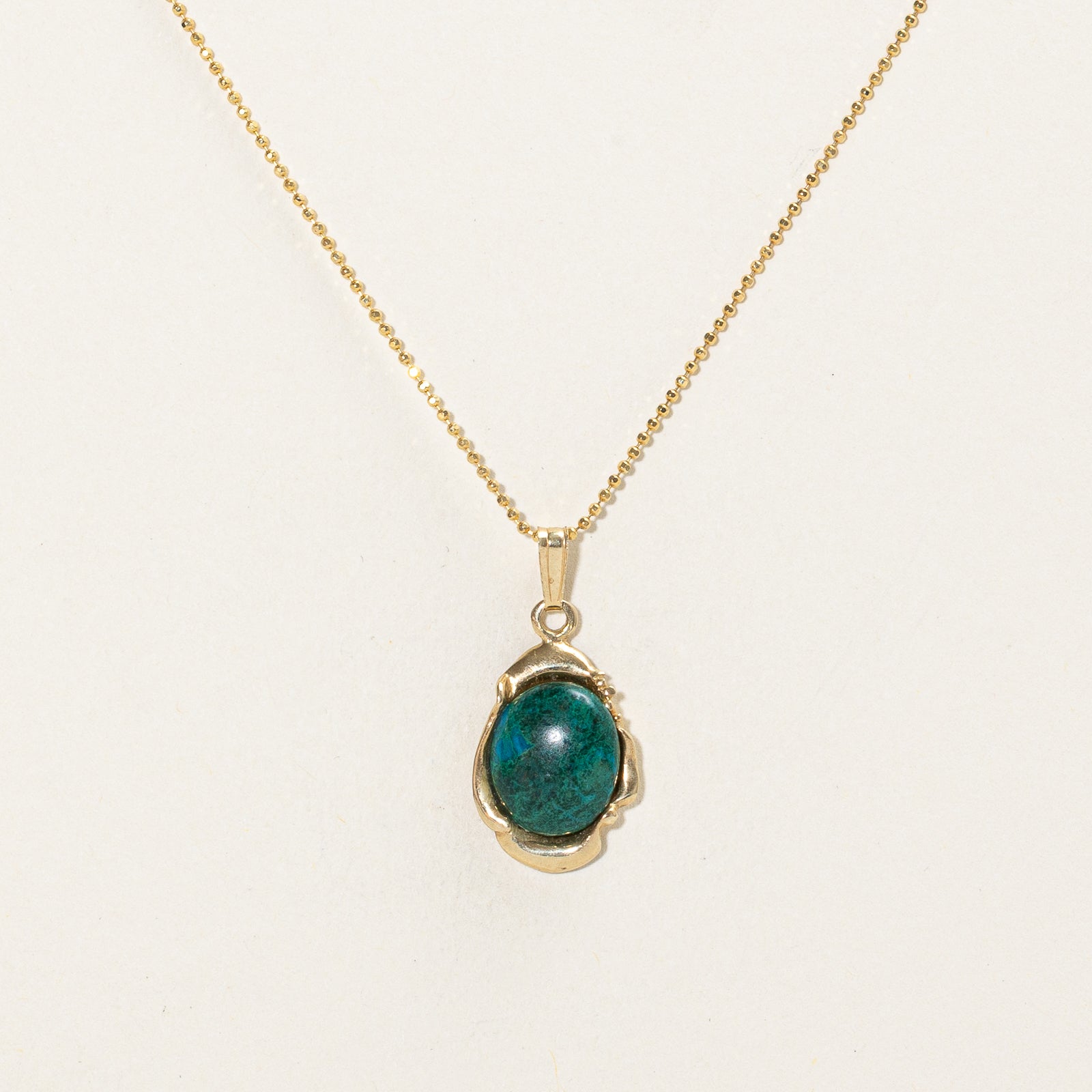 Collier pendentif en chrysocolle 14 carats | 2,55 ct | 45,7 cm