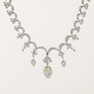 1.50ct GIA Fancy Yellow Diamond & Diamond Encrusted Necklace | 5.62ctw | 16.5