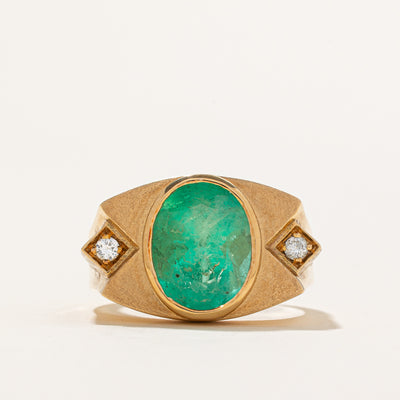 5.75ct Colombian Emerald & Diamond Cocktail Ring | 5.75ct, 0.12ctw | SZ 10