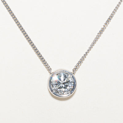 3ct+ Natural Diamond Solitaire Bezel Set Necklace | 3.05ct I1 G/H Excellent cut | 16