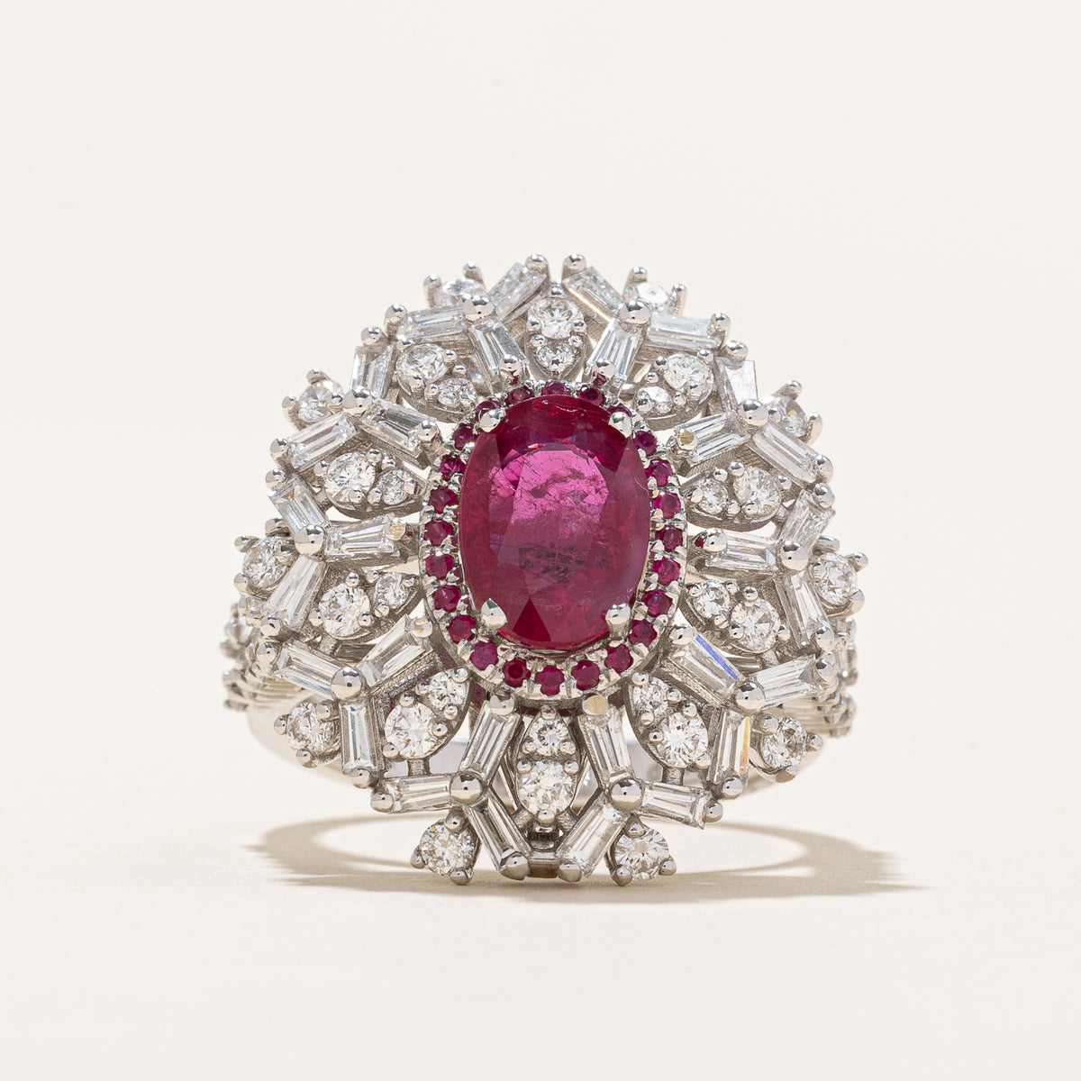 2.04ct GRS Unheated Ruby & Diamond Cocktail Convertible Ring & Pendant