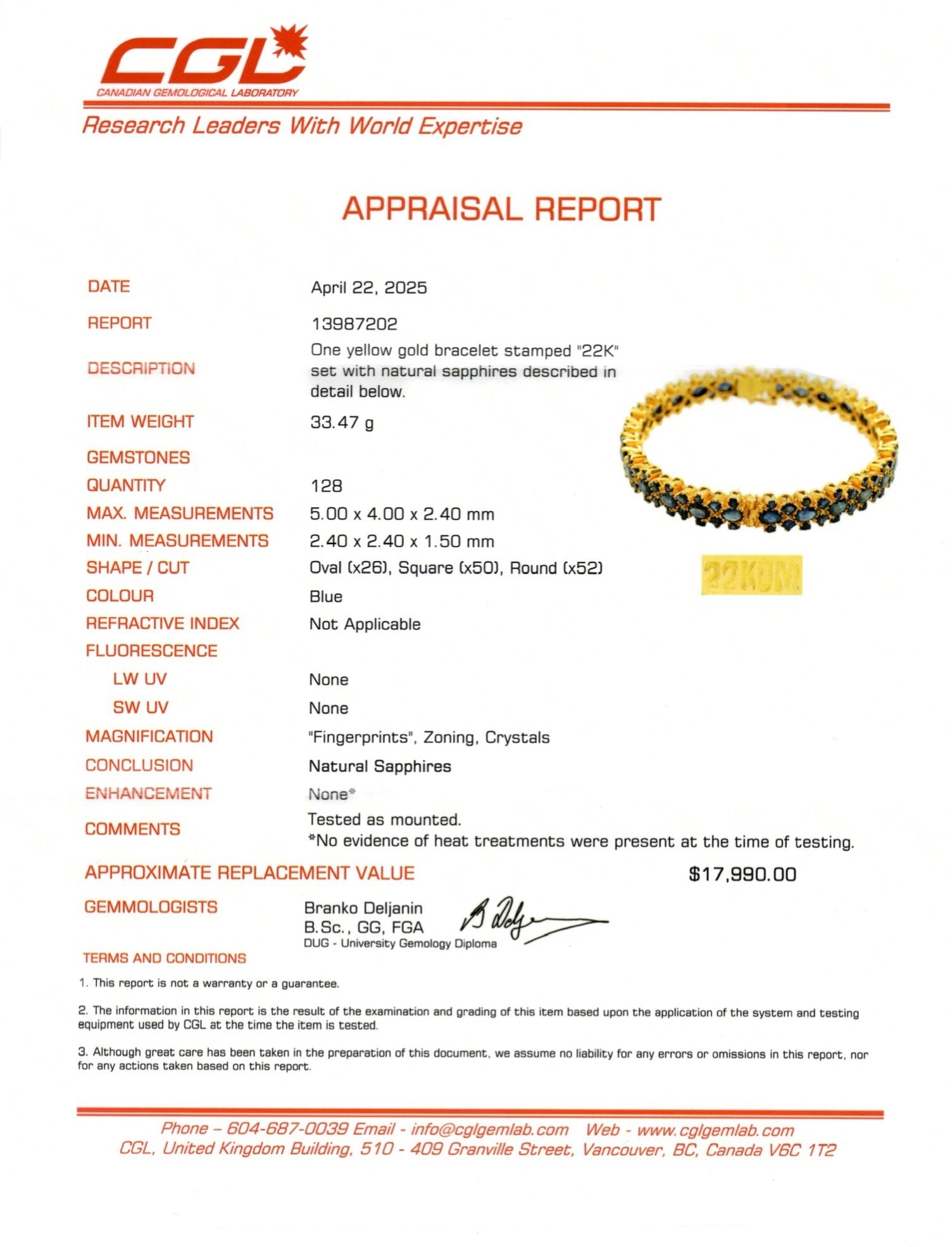 16ctw+ Unheated Sapphire Cluster Bangle  | 16.48ctw | 7"
