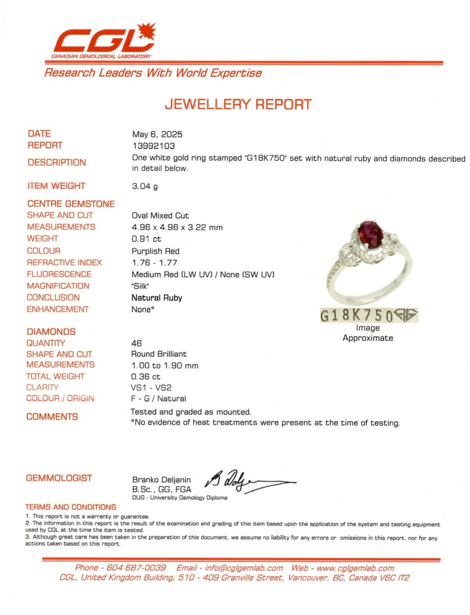 Unheated Vivid Purplish Red Ruby & Diamond Halo Ring | 0.91ct | 0.36ct | SZ 6.5