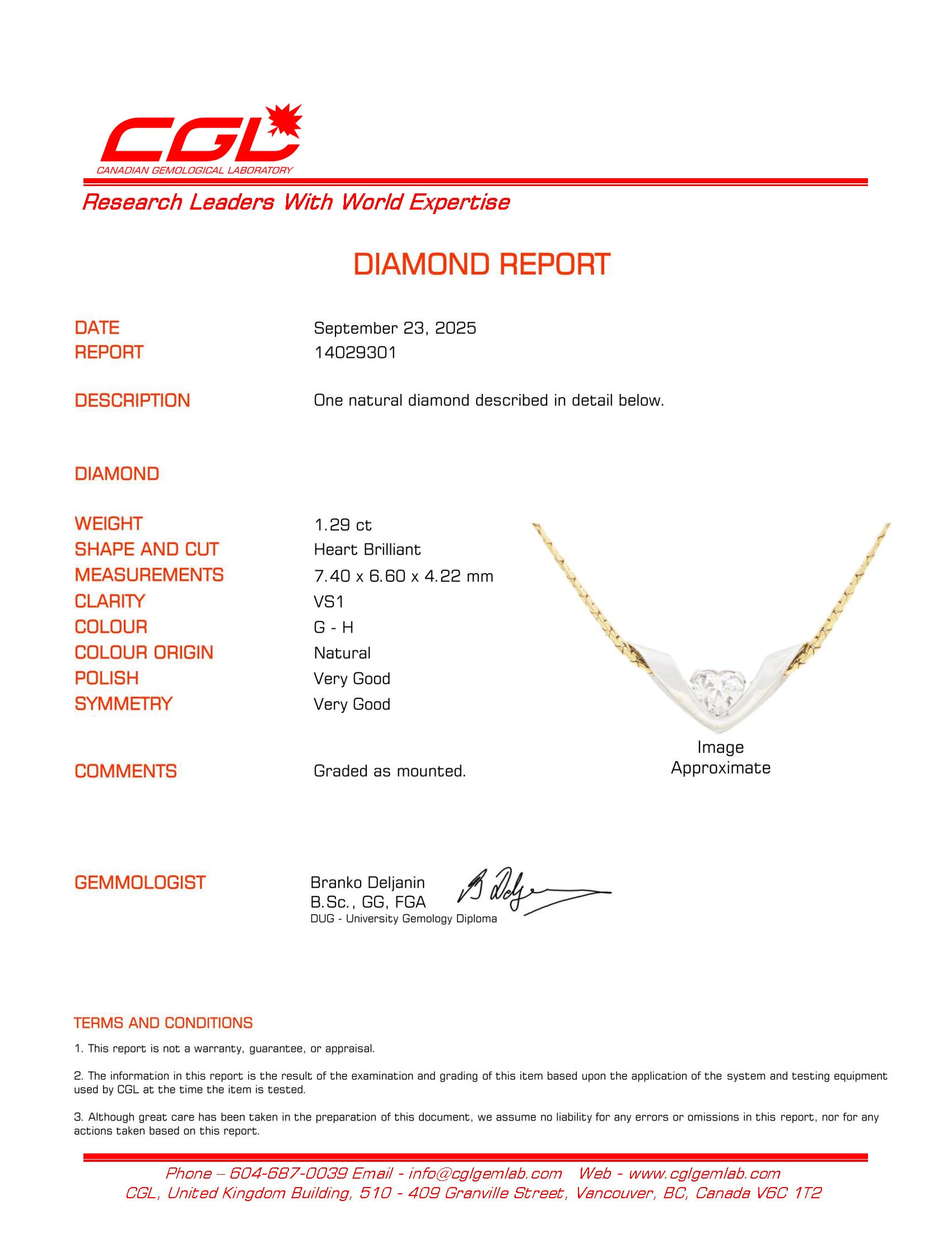 Two Tone Gold Heart Cut Diamond Necklace | 1.29ct VS1 G/H | 16.75"