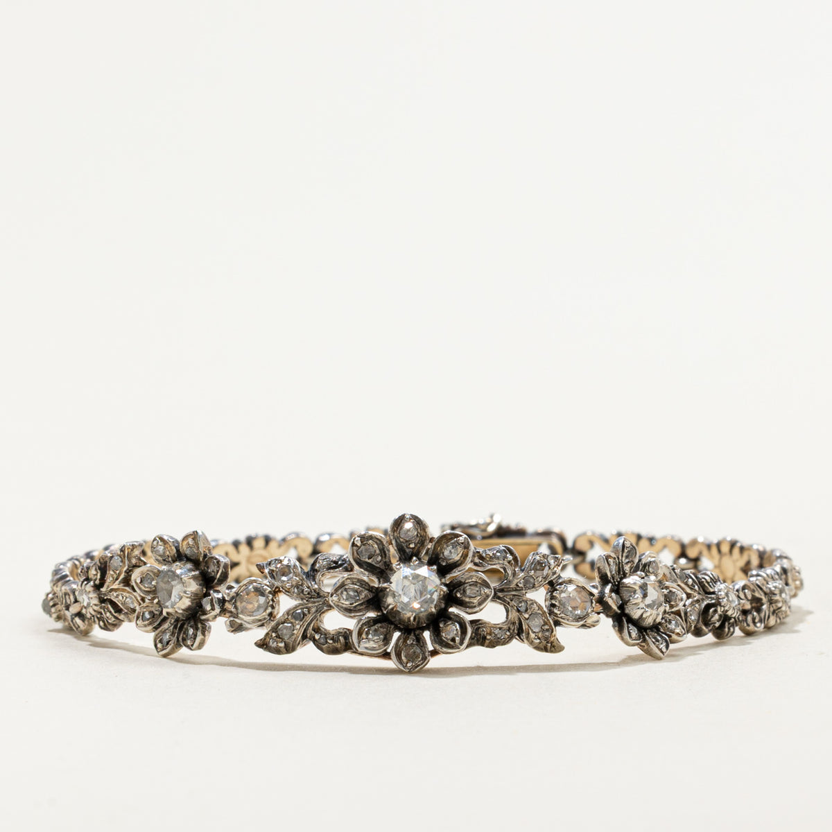 Antique Rose Cut Diamond Floral Bracelet | 0.40ctw