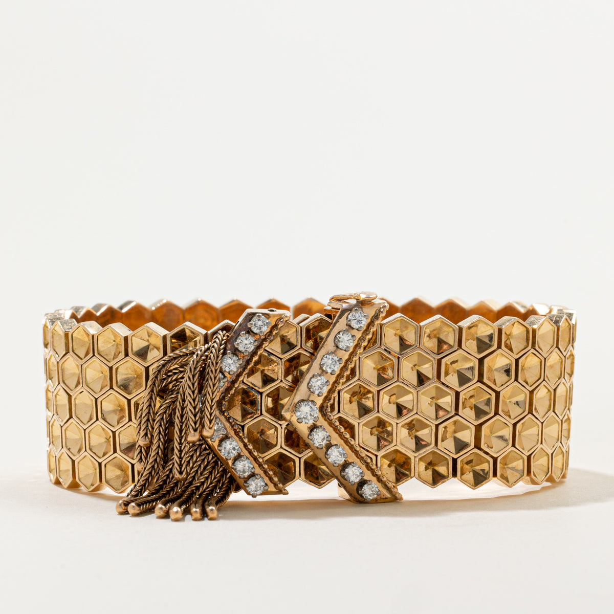 Vintage French Honeycomb Diamond Bracelet | 0.54ctw
