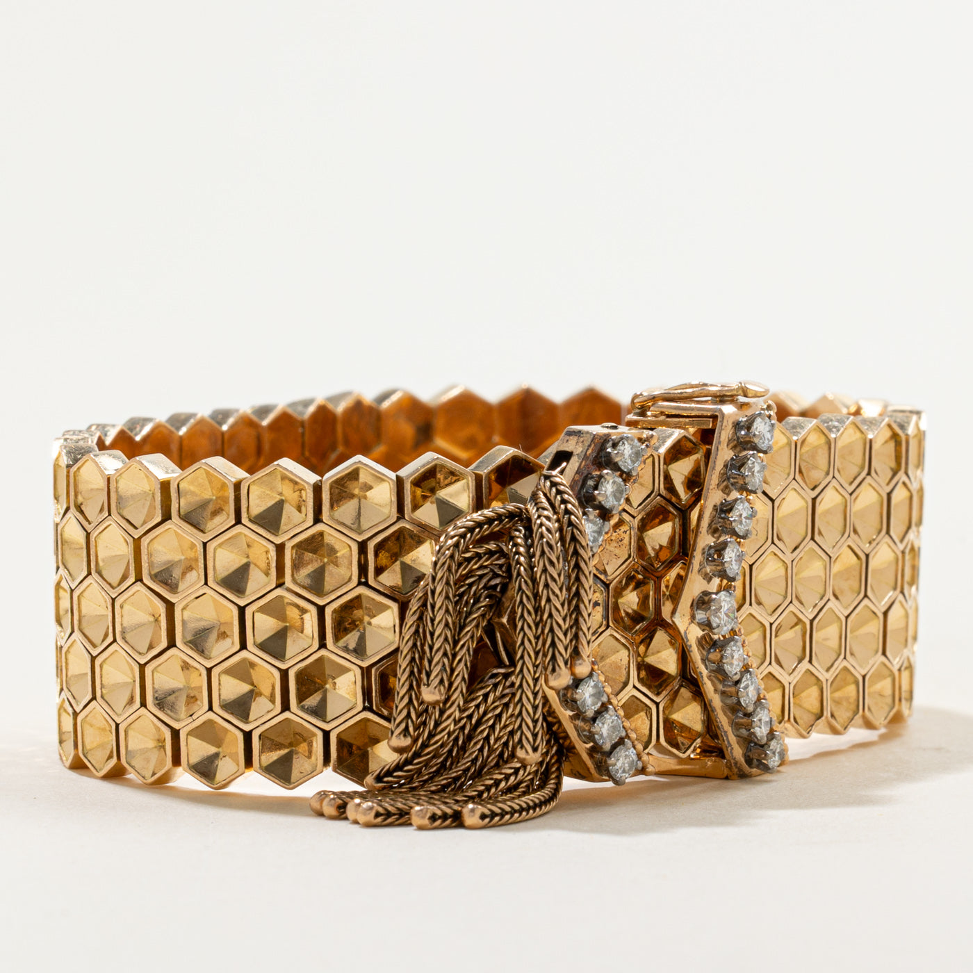 Vintage French Honeycomb Diamond Bracelet | 0.54ctw