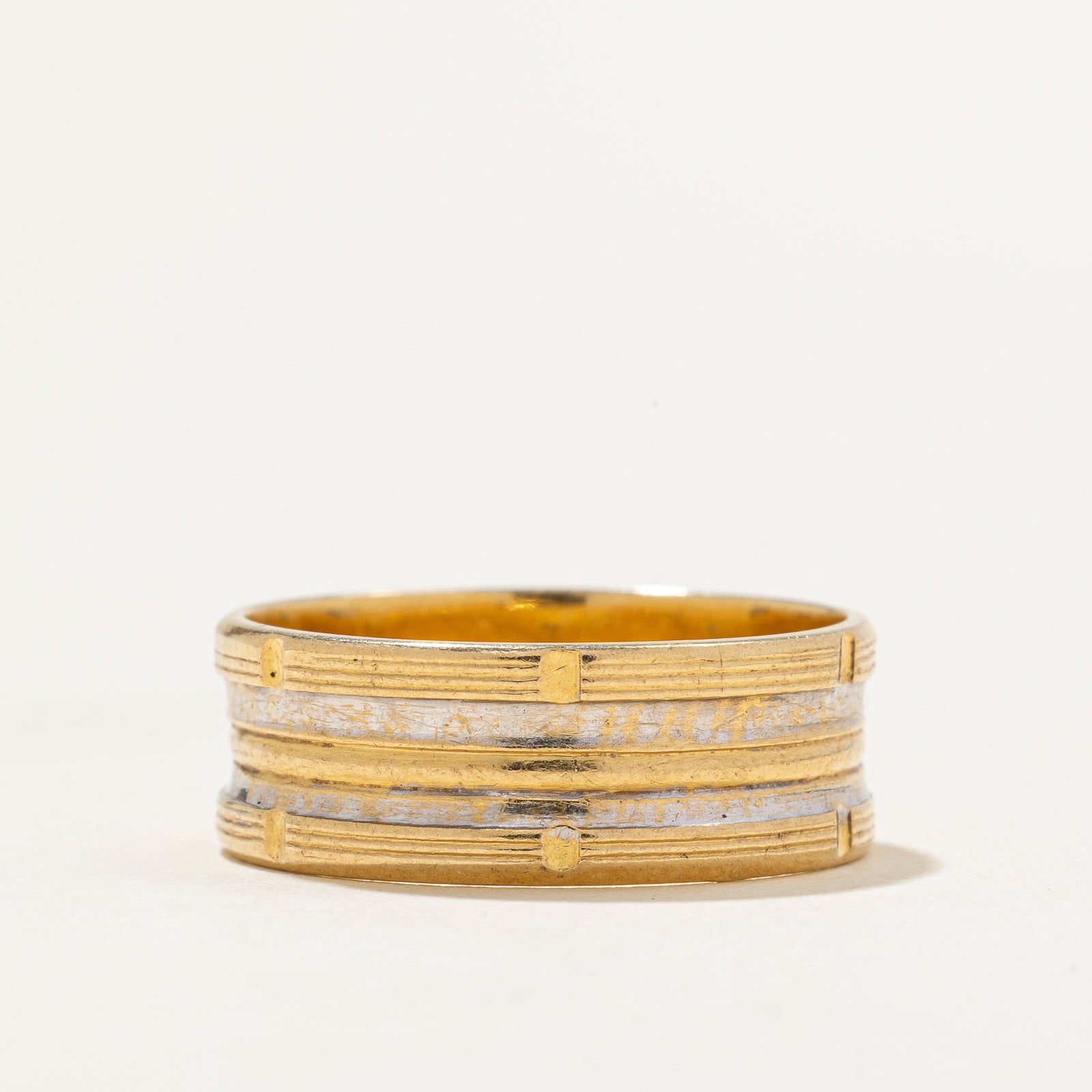 18k Two Tone Gold Band | 7.00mm | SZ 7.5