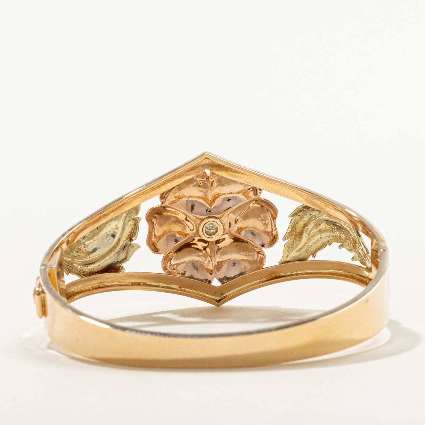 Romanian Hallmarked Vintage Rose Cut Diamond Floral Bracelet | 0.90ct